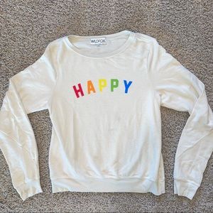 Wildfox Happy Rainbow Baggy Beach Jumper Size Medium